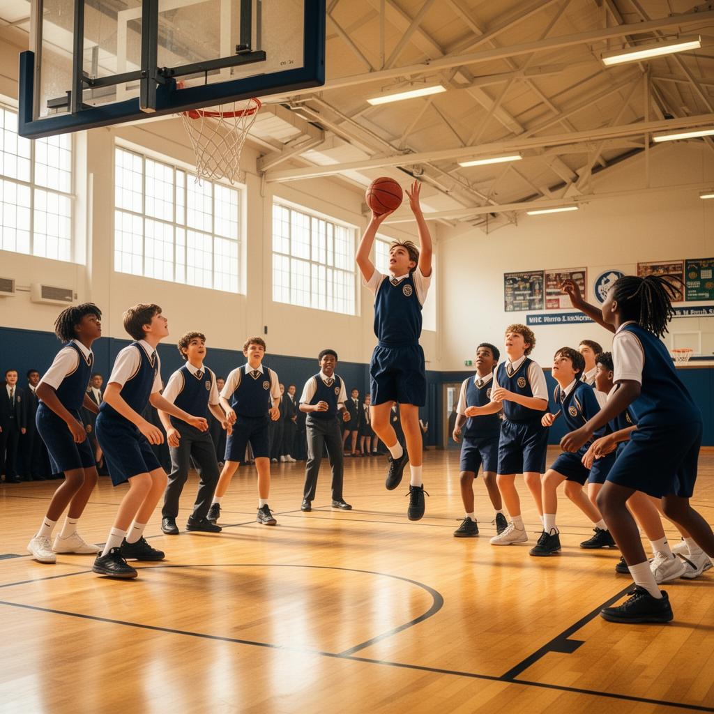 Saturday basketball inspired by Queen Ethelburga's Collegiate — sport builds character.