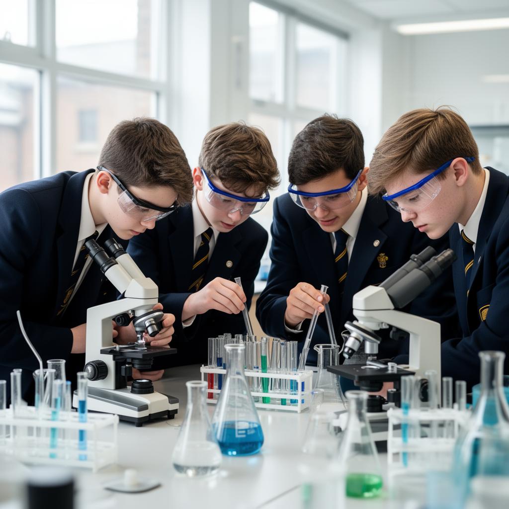 Students in a school science lab